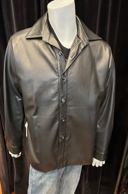 Camisa de cuero negra para hombre