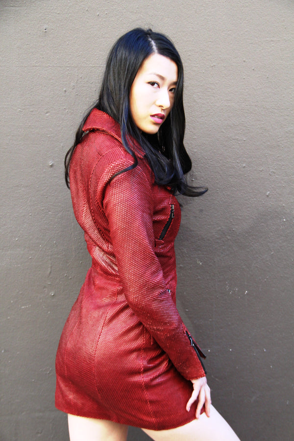 Oxblood Snakeskin Coat/Dress