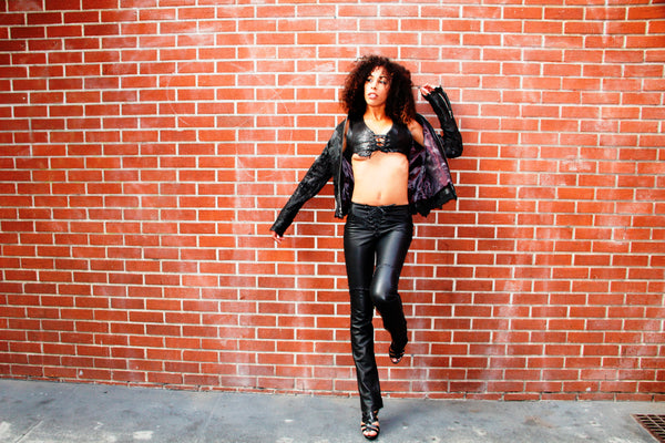 Legendary Rock N Roll handlaced Black Leather Pant