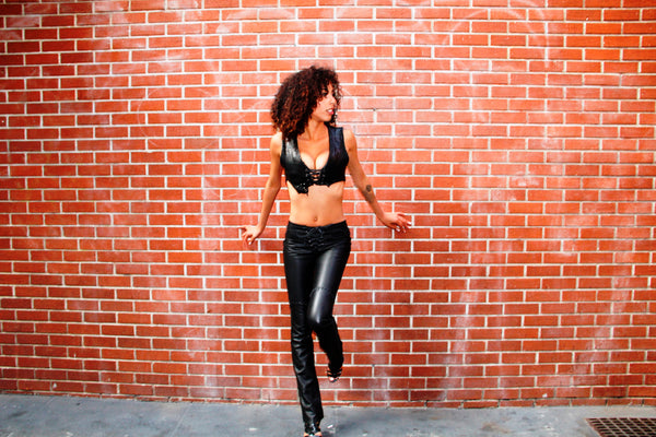 Legendary Rock N Roll handlaced Black Leather Pant
