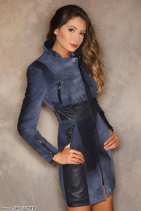 Vestido tipo abrigo de moto de lujo para mujer
