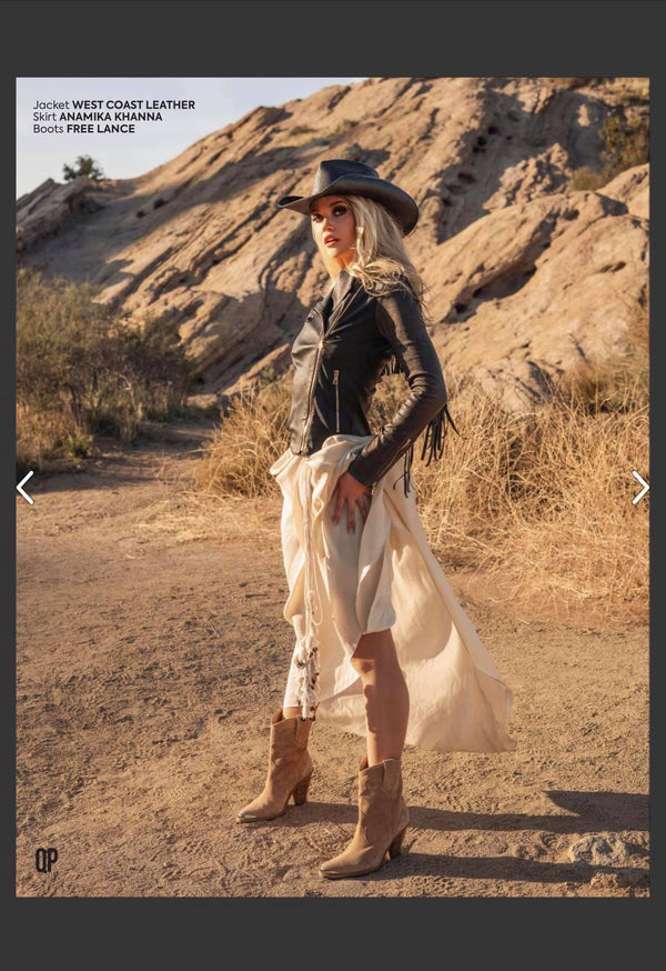 Chaqueta de moto elástica con flecos Nashville