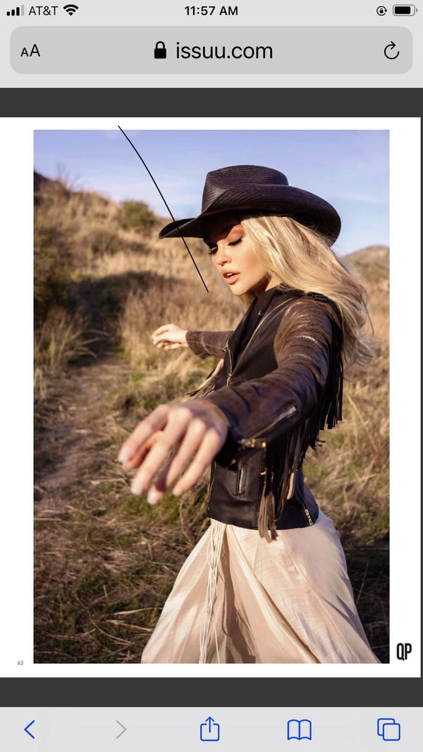 Chaqueta de moto elástica con flecos Nashville