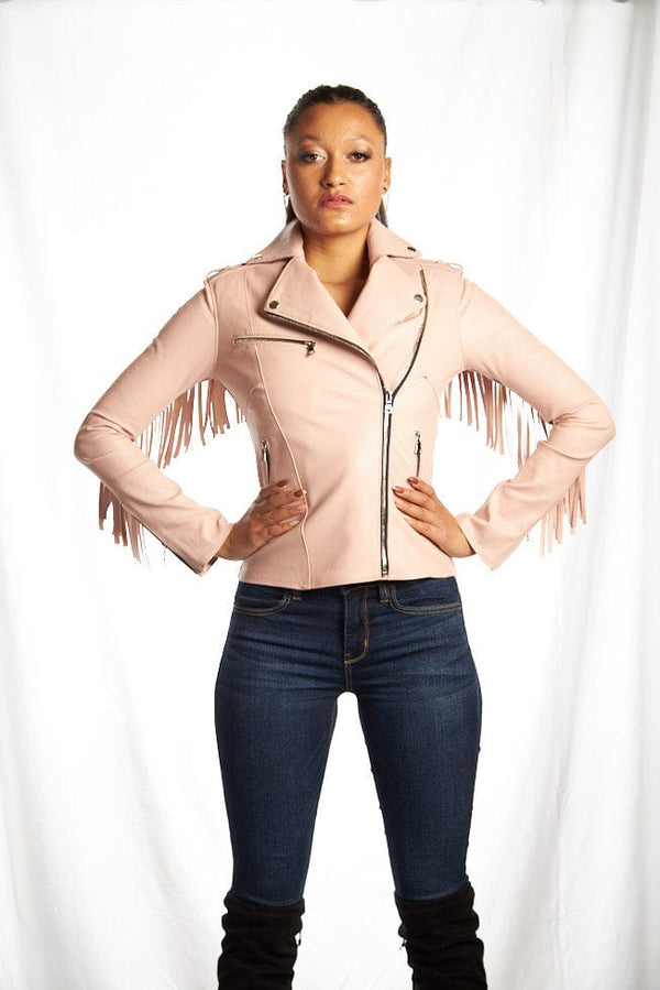 Chaqueta de moto elástica con flecos Nashville