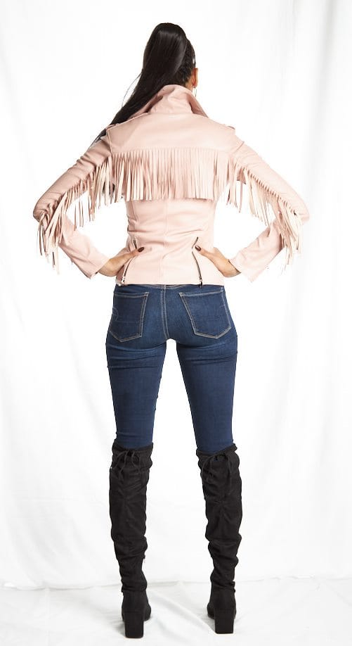 Chaqueta de moto elástica con flecos Nashville
