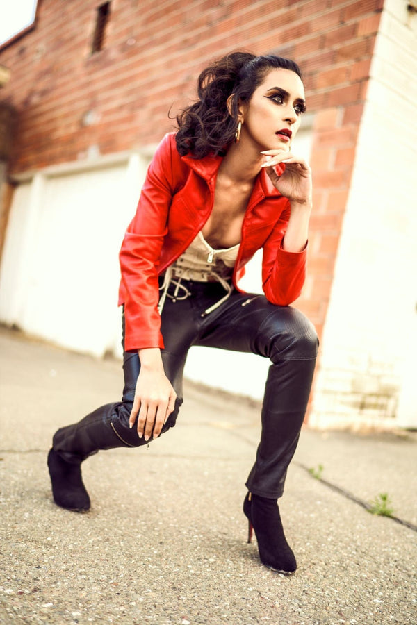 Lipstick Red Zip Yoke Jacket