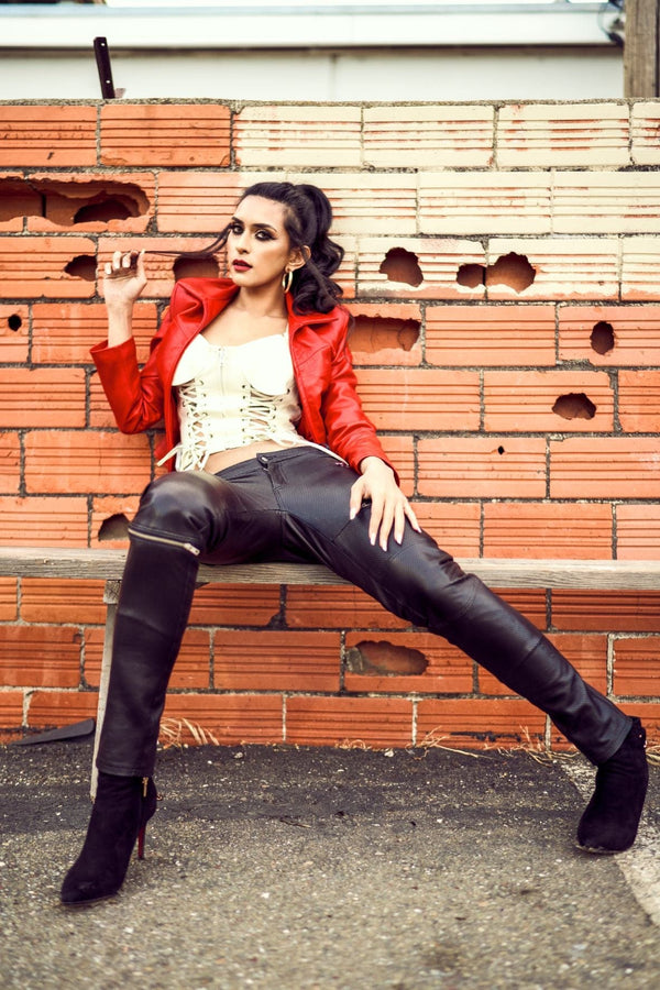 Lipstick Red Zip Yoke Jacket