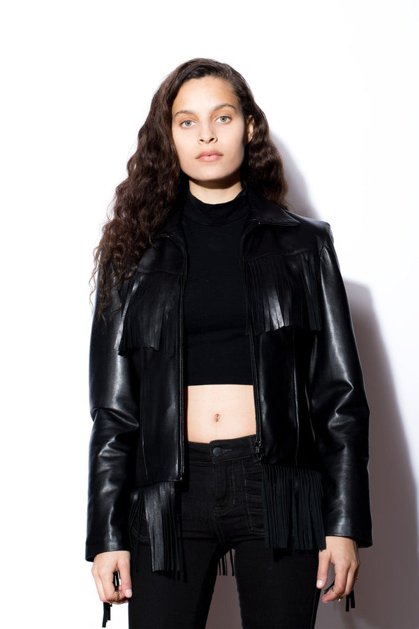 Chaqueta de cuero con flecos de West Coast Leather para mujer