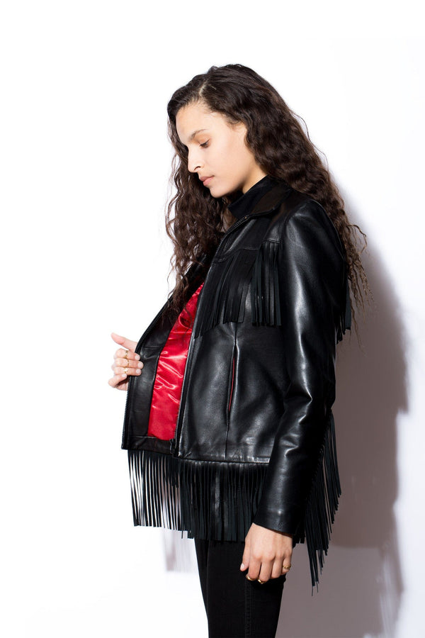 Chaqueta de cuero con flecos de West Coast Leather para mujer