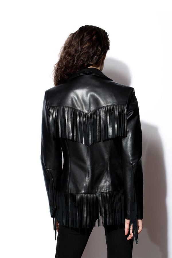 Chaqueta de cuero con flecos de West Coast Leather para mujer