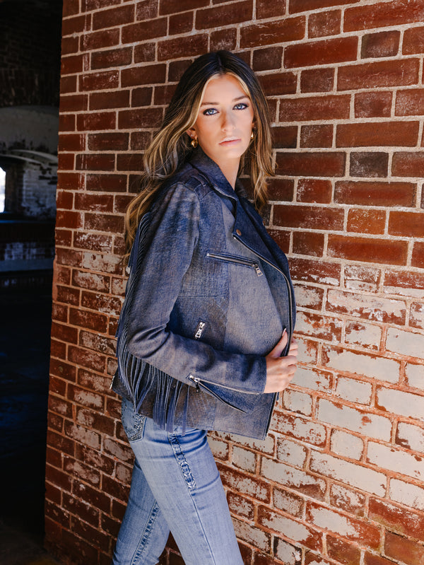 Nashville Fringe Denim Biker