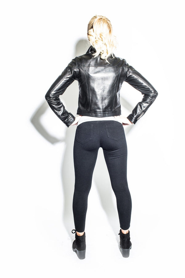 Women's Black Label Short Leather "Jean" Jacket