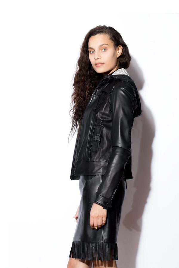 Women's West Coast Leather Hooded Leather Jacket