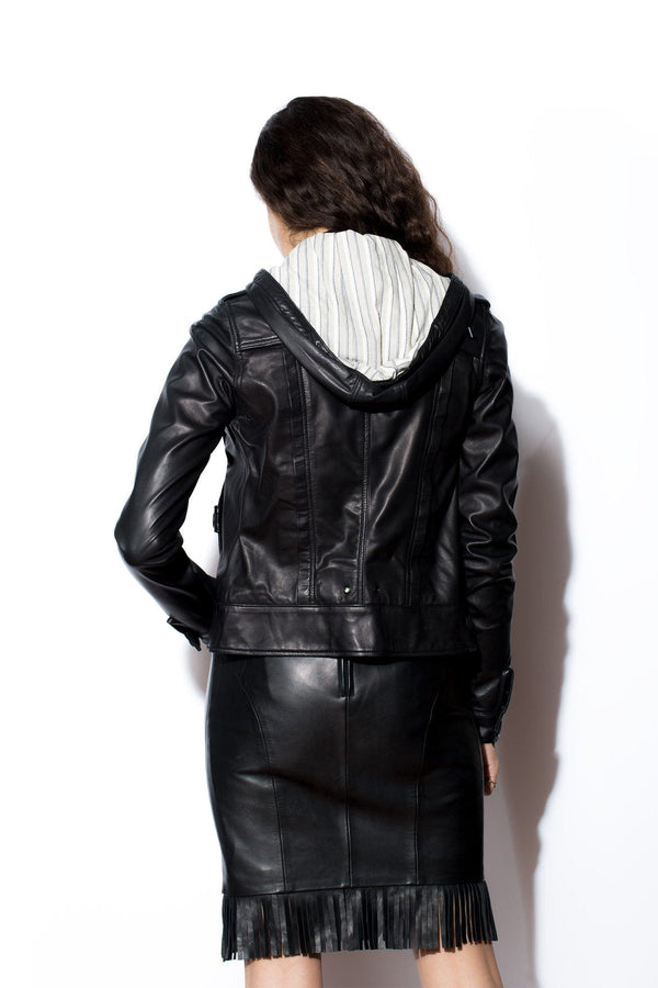 Women's West Coast Leather Hooded Leather Jacket